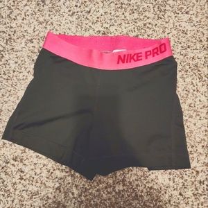 Nike Pro shorts black pink band women's S small gym short 3" athletic cheer